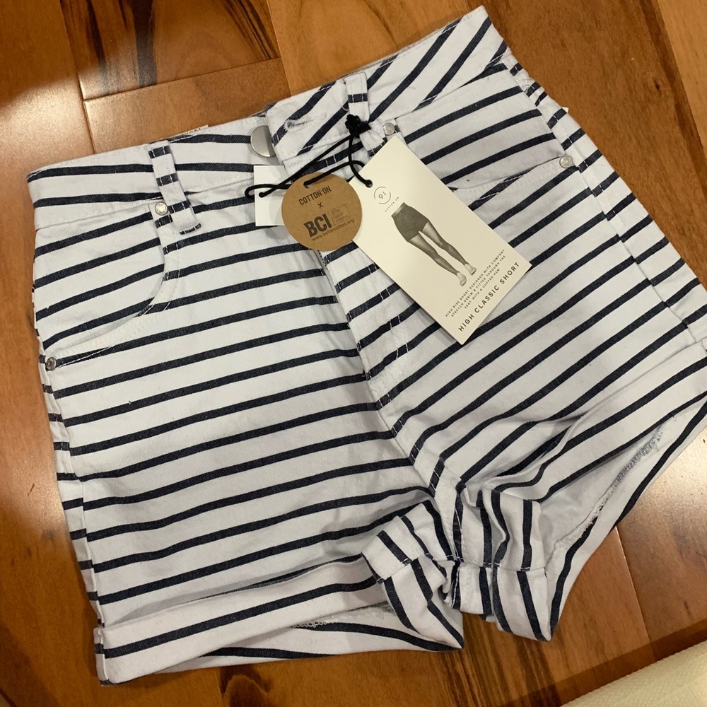 Striped high waisted shorts